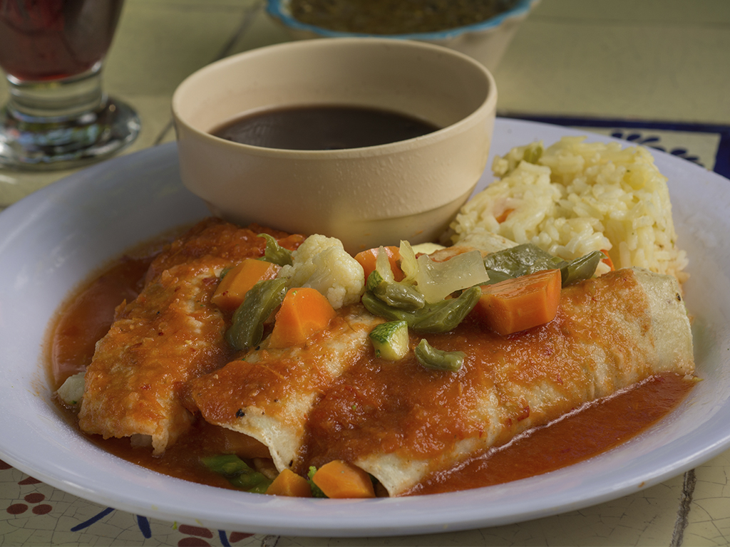 Red Enchiladas Sauce Stuffed with Vegetables